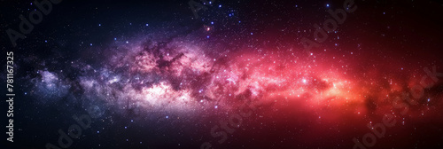 background with space  Clouds streak across the red Milky Way  galaxy with stars on night starry sky Panorama view universe space  red nebula  