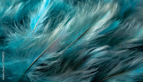abstract soft blue feather background closeup of turquoise fluffy feathers soft selective focus © Sawyer