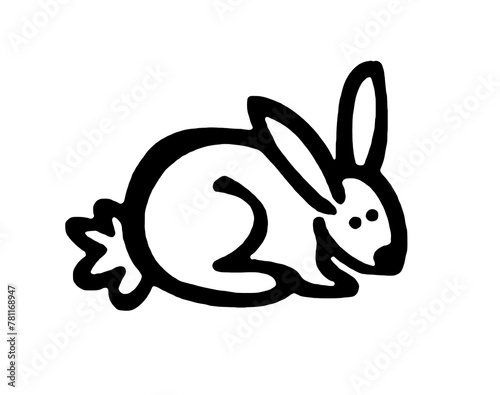 Graphic hand drawn rabbit logo or icon