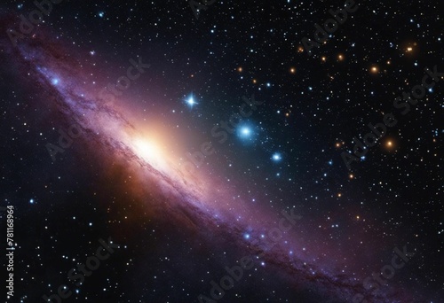 AI generated illustration of a spiral galaxy, with stars and the Milky Way in the background