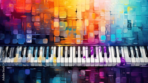 Abstract colorful piano keyboard. Ai Generative photo