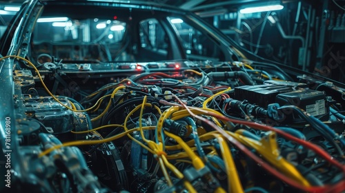 A main wiring harness being tested for durability and performance under various conditions, ensuring reliability in demanding automotive environments.