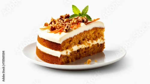 AI generated illustration of a slice of a carrot cake on a plate