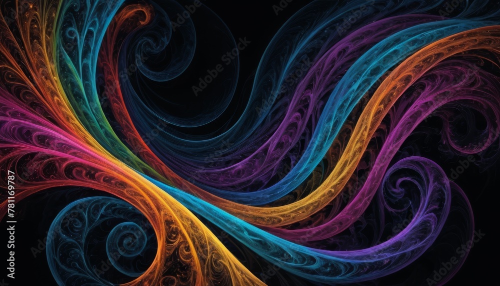 Swirling fractals in a mesmerizing array of colors, blending art with a digital complexity for a captivating image.. AI Generation Swirling fractals in a mesmerizing array of colors, blending art with a digital complexity for a captivating image.. AI Generation