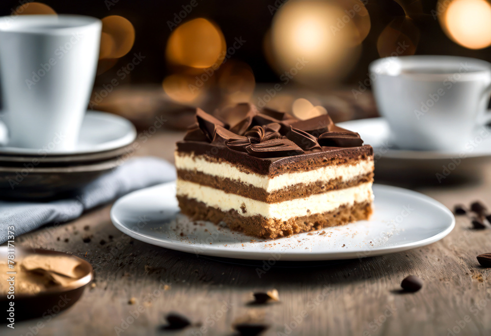 AI generated illustration of a slice of a layered cake AI generated illustration of a slice of a layered cake