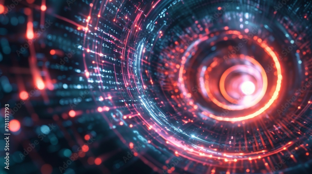 Abstract concept of a digital tunnel with a glowing light at the end. Abstract concept of a digital tunnel with a glowing light at the end.