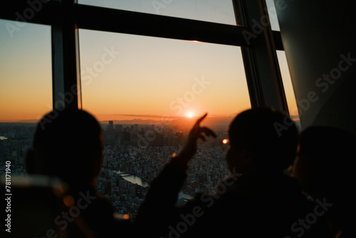 Sunset view over Tokyo from observation deck