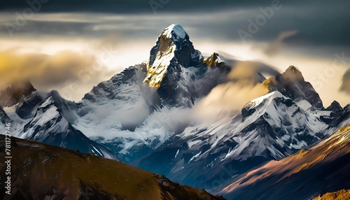 andes mountains snow peak cloudy sky