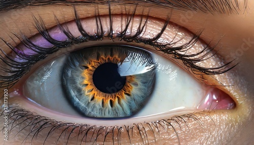 AI generated illustration of a close-up of a blue human eye