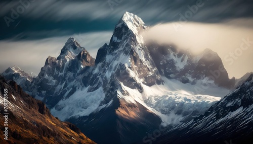 andes mountains snow peak cloudy sky