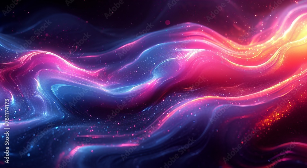 A close up of a wave of colored light on a black background A close up of a wave of colored light on a black background