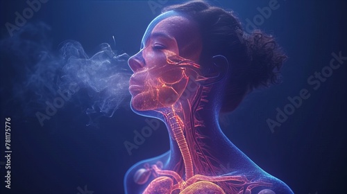Blue and Orange Glows Overlay on Human Lungs - Respiratory Health