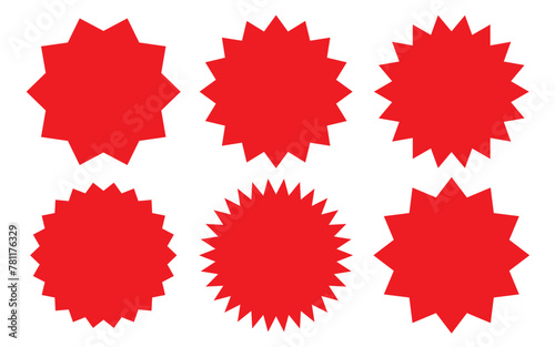 Starburst speech bubble set oval shape. A set of stars with different number of rays. Vector illustration