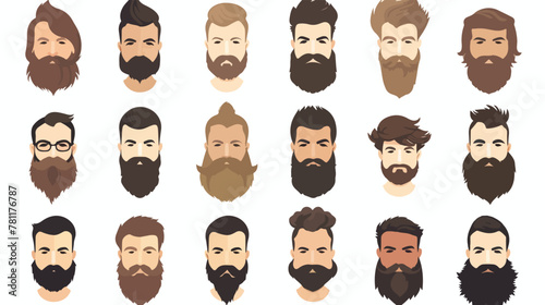 Hipster hair and beards fashion vector illustration