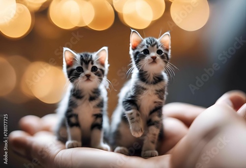 a small kitten and its owner are standing in a persons hands © Wirestock