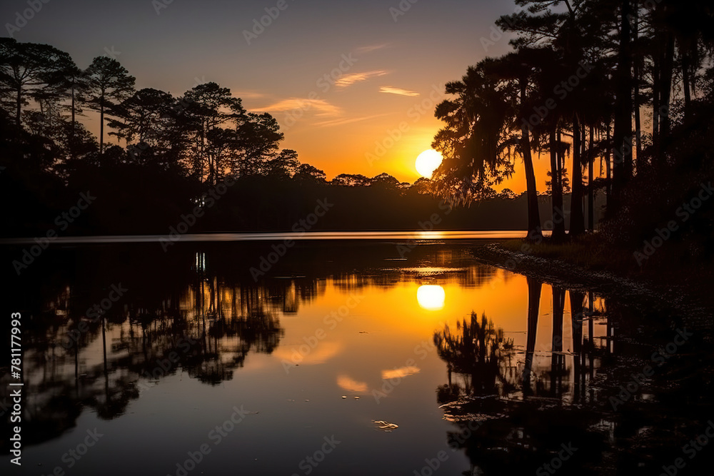 Fototapeta premium dusk on the lake.