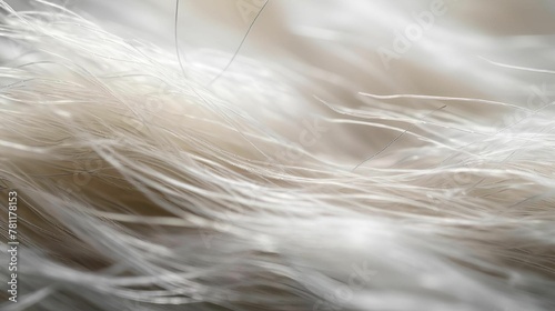 AI generated illustration of a white furry surface  fluffy texture illuminated by a warmlight