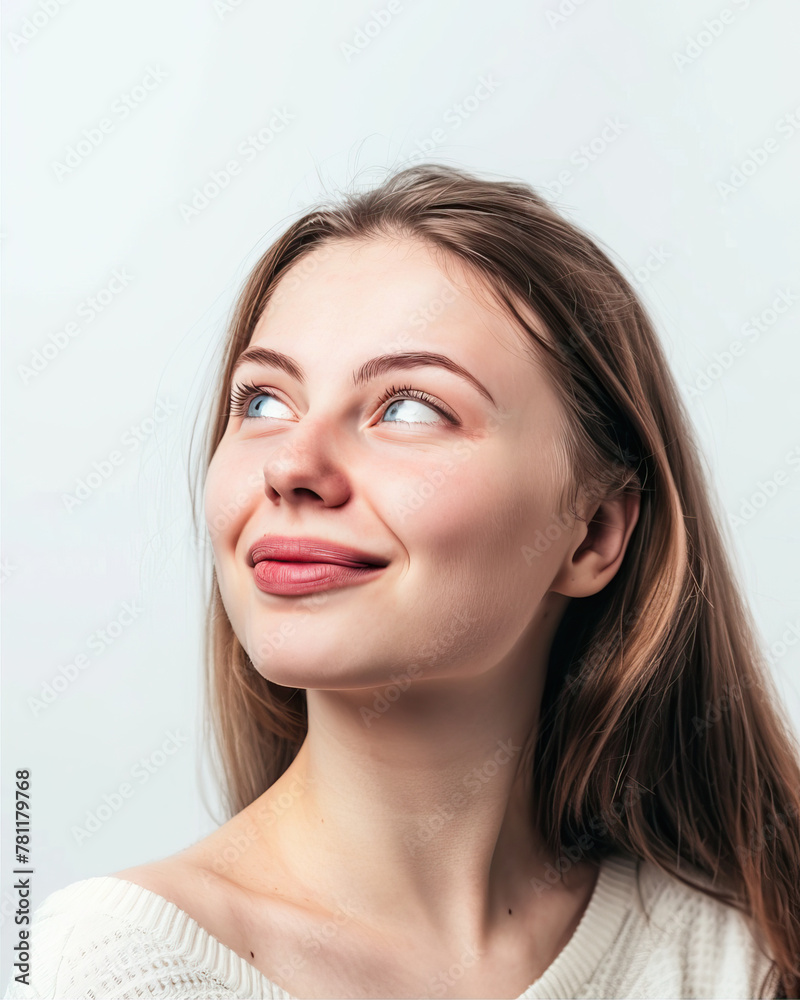 Portrait of a beautiful girl smiling on a white background
Portrait of a beautiful girl smiling on a white background