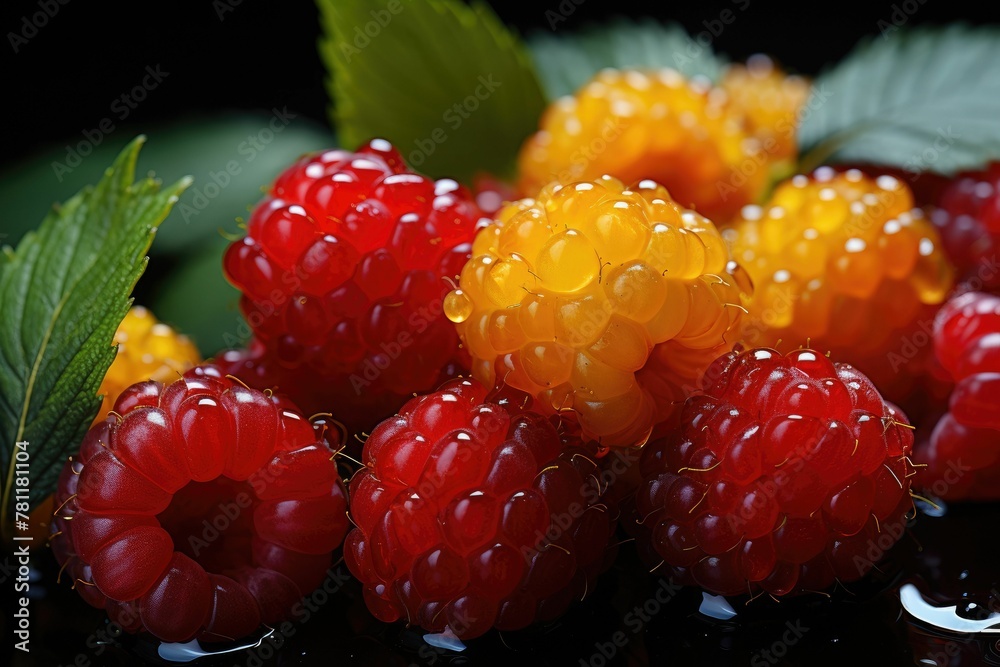 Red Andyellow Raspberry AI-generated illustration of a vibrant array of red and yellow ...