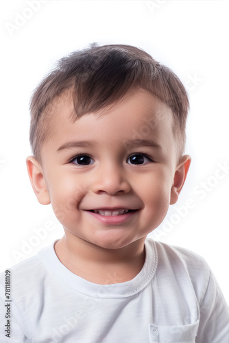 Little boy smiling on white background 