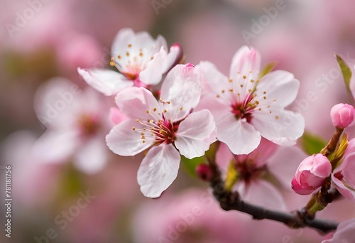 AI-generated illustration of an array of pink flowers adorning the tree branch