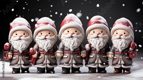 four dwarfs are dressed in winter clothes standing together chaor