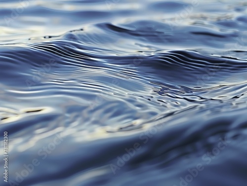 Abstract Blue Water Surface Texture Closeup with Ripples and Waves, Blurred Background Composition