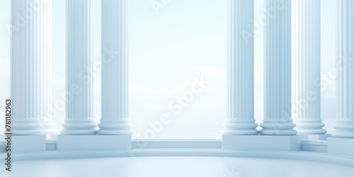 Ethereal hall with classic columns