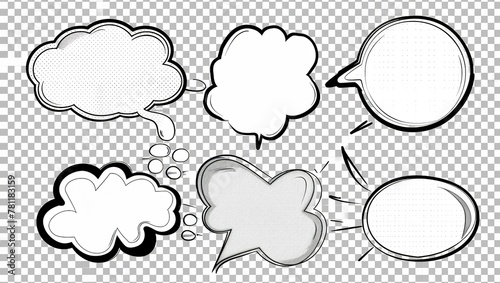 Set of Comic Style Speech Bubbles Vector Illustration with Hand Drawn Cartoon Elements