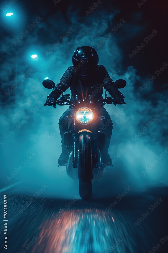 Synthwave Siren: Stylish Motorcycle Escape