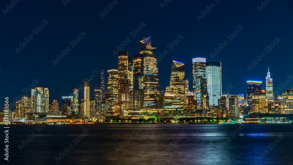 Amazing view of the New York City Manhattan skyline illuminated with lights Amazing view of the New York City Manhattan skyline illuminated with lights
