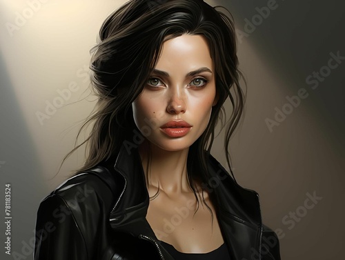 AI illustration of a portrait of an attractive brunette woman.