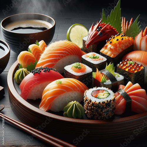 Delicious Japanese sushi high quality image photo