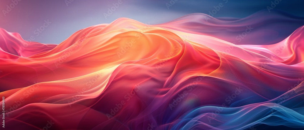 Vibrant abstract with flowing fabrics in a dance of red and blue hues, suggestive of heat and coolness.