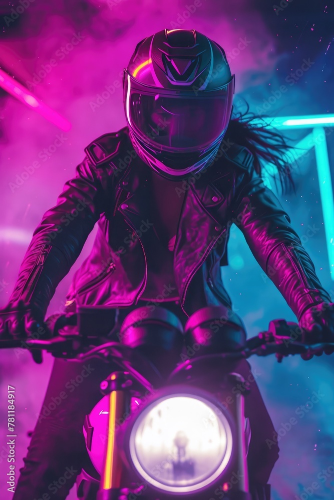 Mist Rider: Cyberpunk Femme on a Synthwave Journey Mist Rider: Cyberpunk Femme on a Synthwave Journey