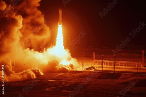 Fiery Departure: Satellite Rockets Into Orbit
