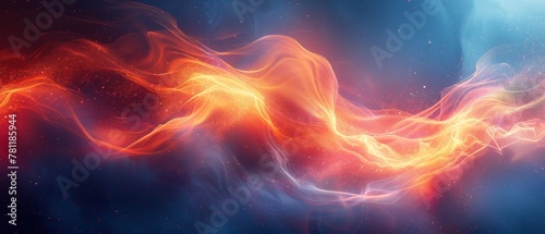 Vivid abstract of orange and blue flowing fabric, resembling a fiery and icy interaction.