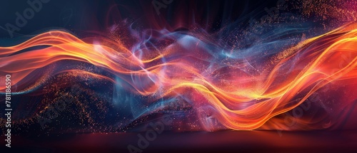 Vivid abstract of orange and blue flowing fabric, resembling a fiery and icy interaction.