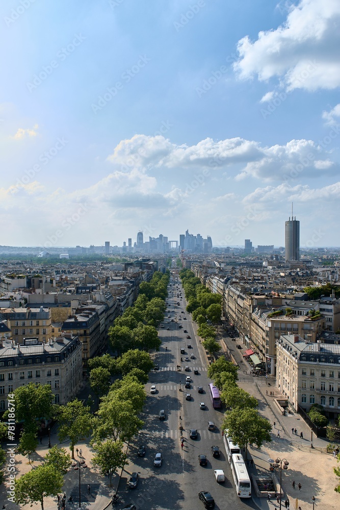 Vertical aerial shot of the city of love Paris full of residential modern buildings