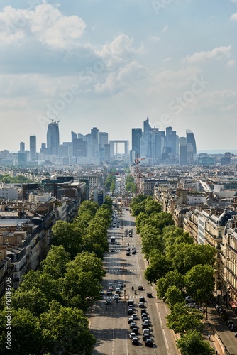 Vertical aerial shot of the city of love Paris full of residential modern buildings © Wirestock