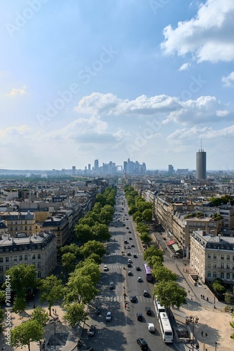 Vertical aerial shot of the city of love Paris full of residential modern buildings