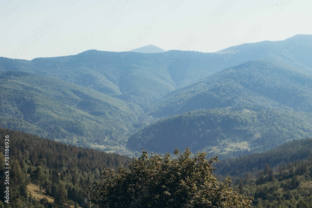 Beautiful shot of the city of Yaremche and the Carpathian Mountains
