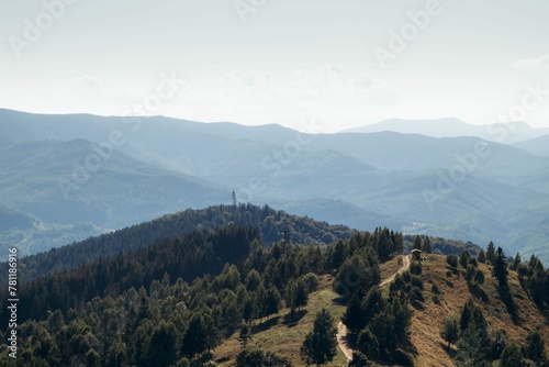 Beautiful shot of the city of Yaremche and the Carpathian Mountains