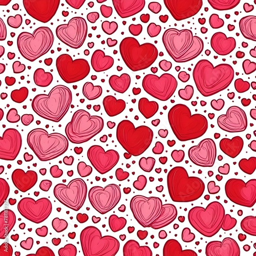 red hearts on white background with small holes and dots royalty