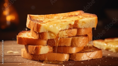 Classic comfort Stack of buttered toast, ready to eat photo