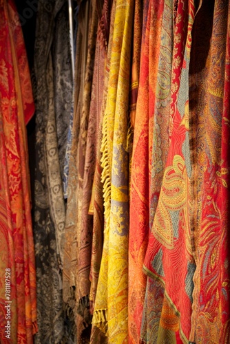Vertical shot of colorful clothes hanging in the market