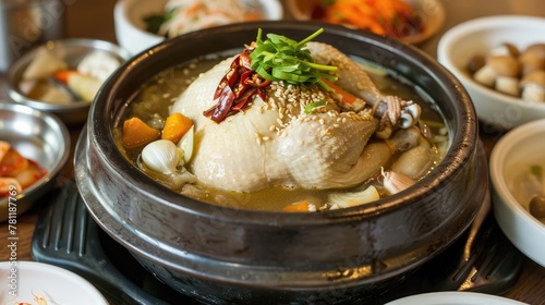 Traditional korean samgyetang photo