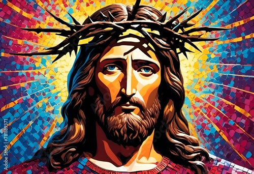 AI generated illustration of a close-up view of Jesus s face