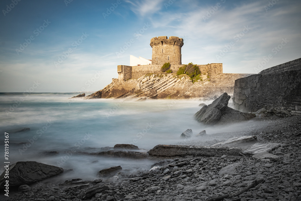 beautiful Fort de Socoa - fortress of Socoa on atlantic coast in long exposure, basque country, france