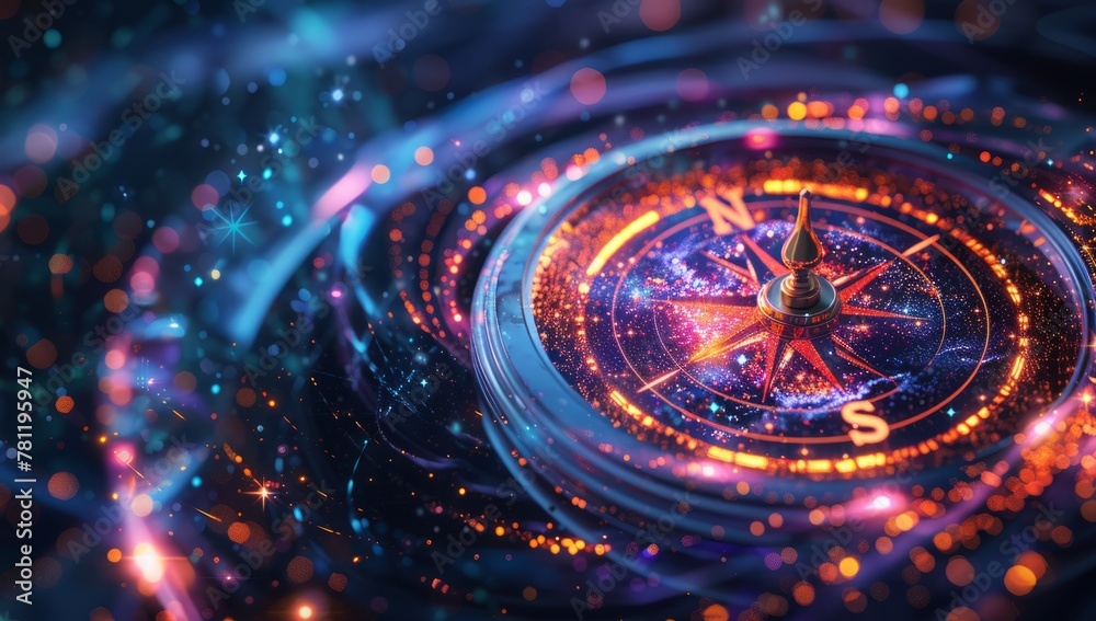 custom made wallpaper toronto digitalAn abstract design Digital Compass. Design with low polygons. Geometric background. Wireframe light structure. Modern 3D graphic concept. illustration